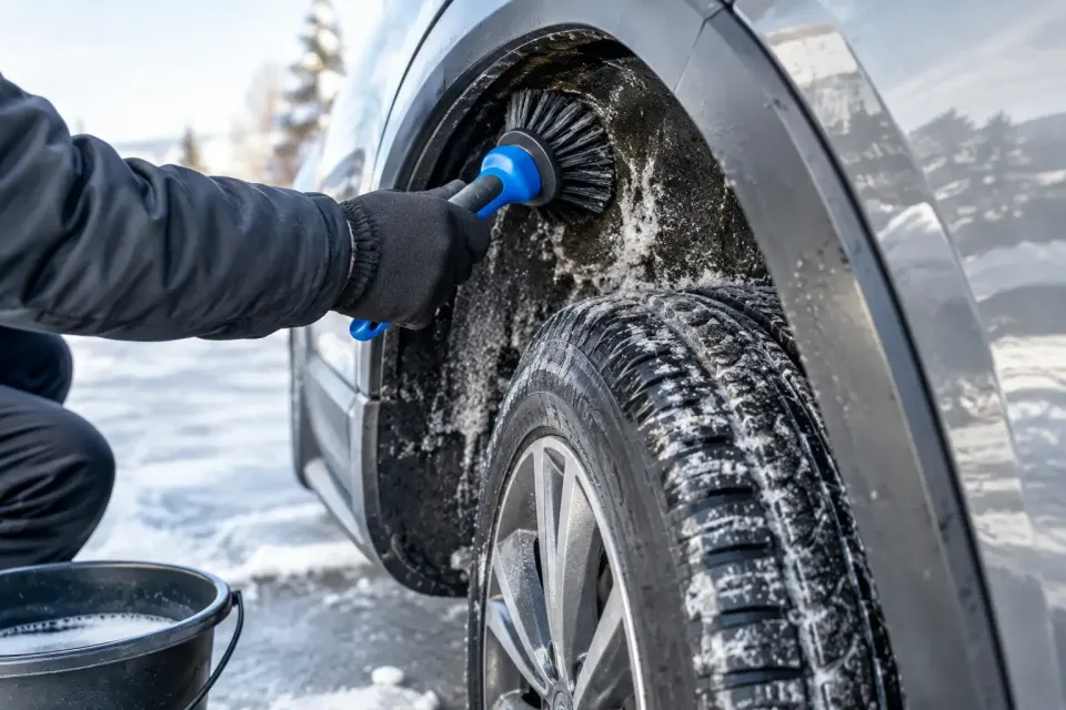 Radkästen richtig von Salz reinigen im Winter – Symbolbild (KI-generiert)