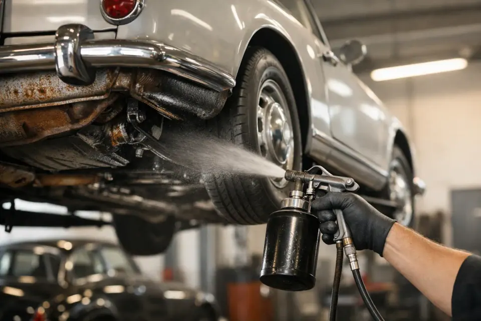 Rostschutz für Oldtimer schützt echte Substanz – Symbolbild (KI-generiert)