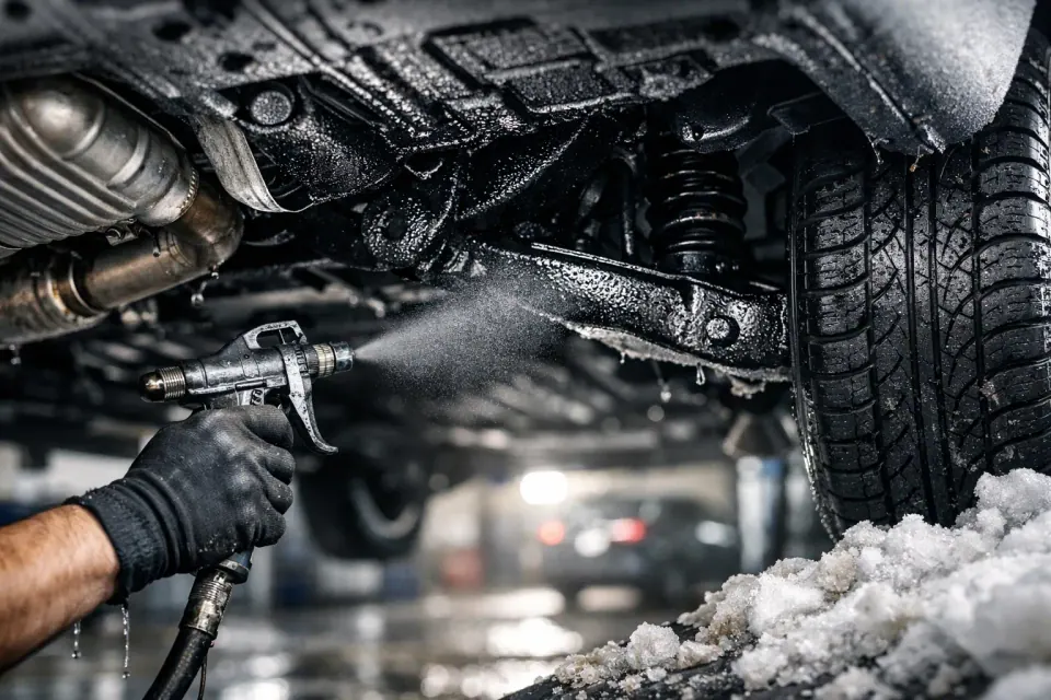 Unterbodenschutz Auto gegen Rost, Salz und Nässe – Symbolbild (KI-generiert)