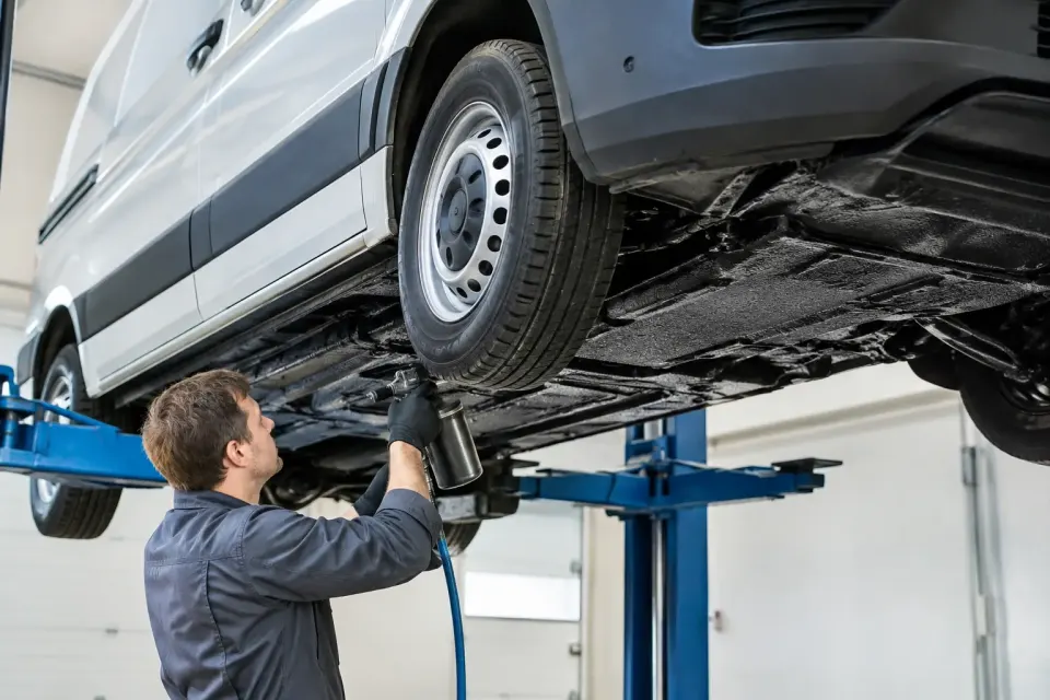 Unterbodenschutz für Transporter nachrüsten – Symbolbild (KI-generiert)