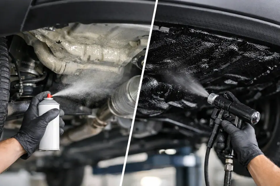 Unterbodenschutz Wachs versus Bitumen im Vergleich – Symbolbild (KI-generiert)